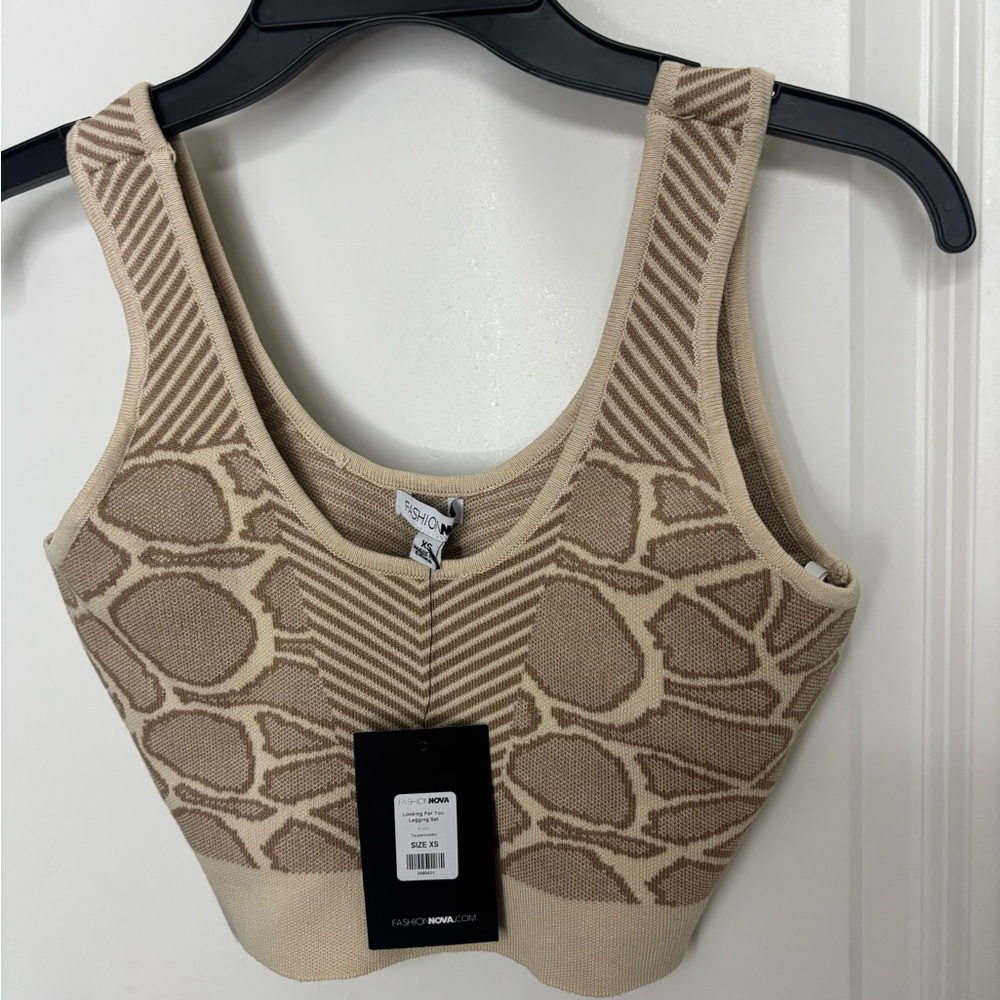 Fashion Nova Tan Patterned Crop Top set